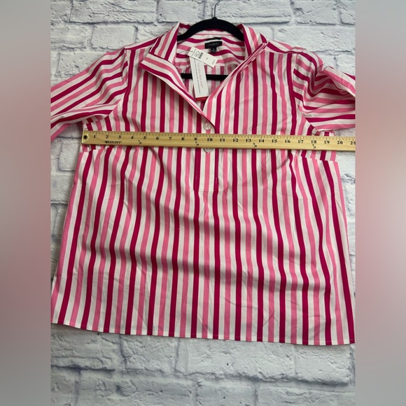 NWT Talbots Red/Pink and White Striped “No Iron” Blouse - Picture 7 of 11